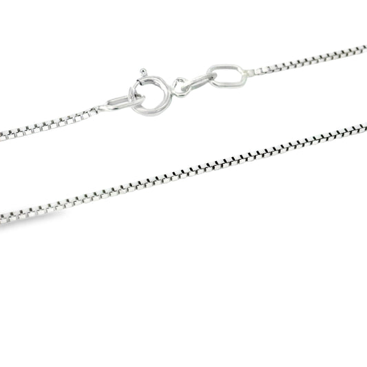18" 9ct White Gold 0.5mm Box Chain