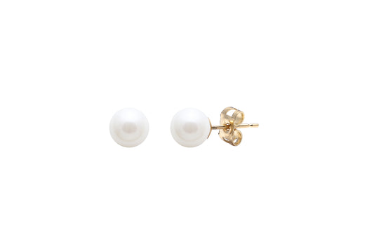 9ct Yellow Gold 4.5-5mm Fresh Water Pearl Stud Earrings