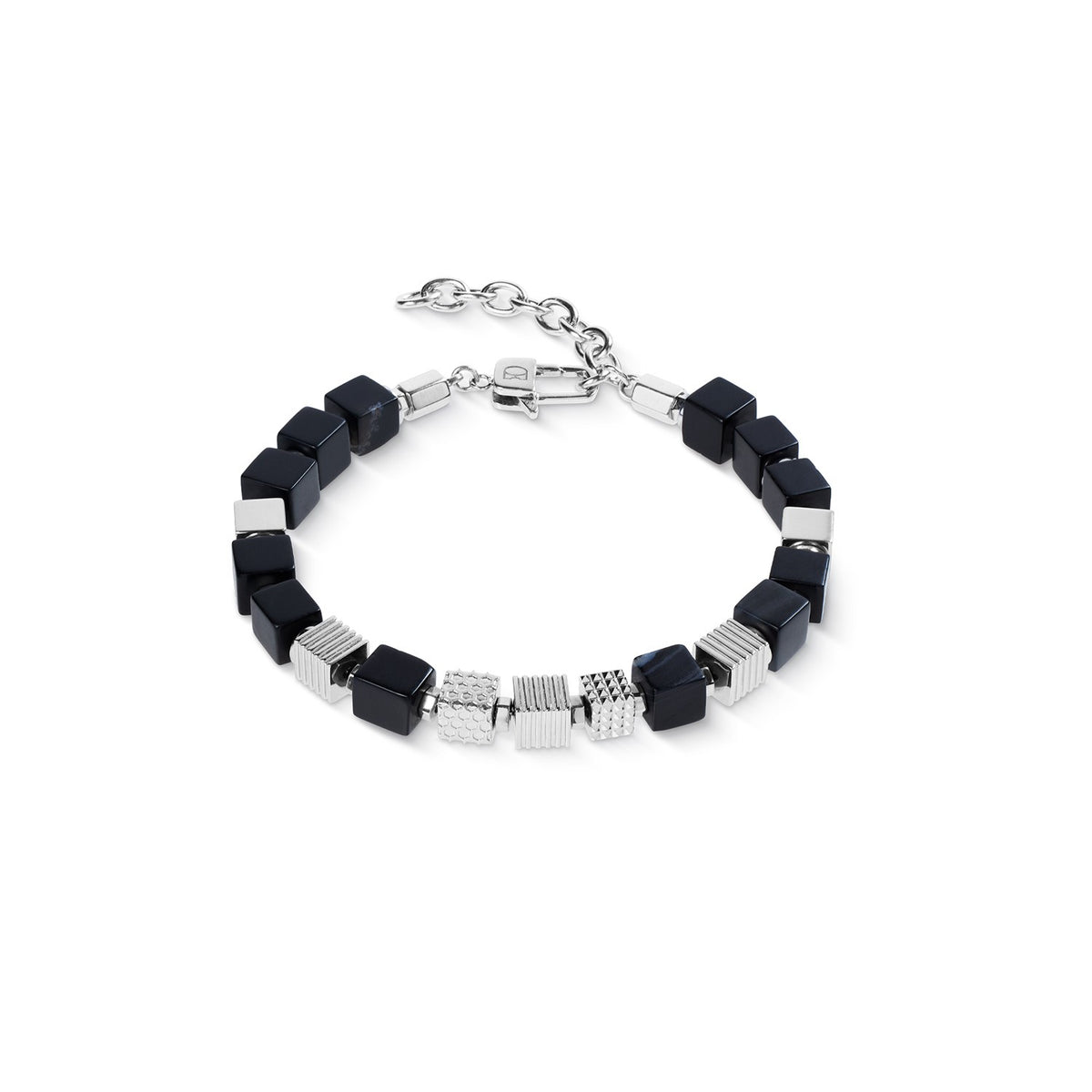 Onyx Graphic Cubes Bracelet in Stainless Steel