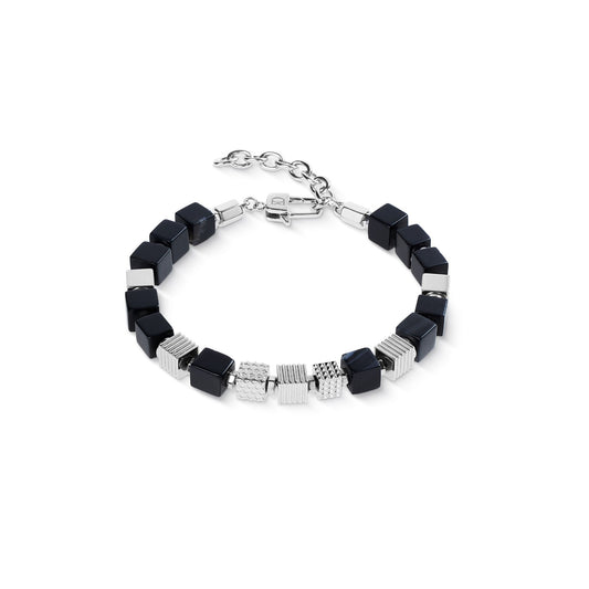 Onyx Graphic Cubes Bracelet in Stainless Steel