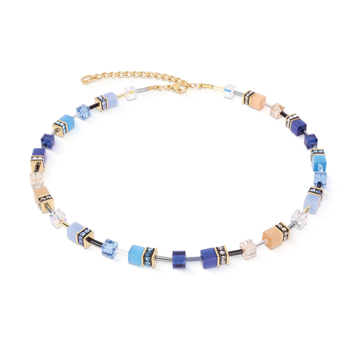 GeoCUBE Iconic Necklace Azure Glow Gold Colour