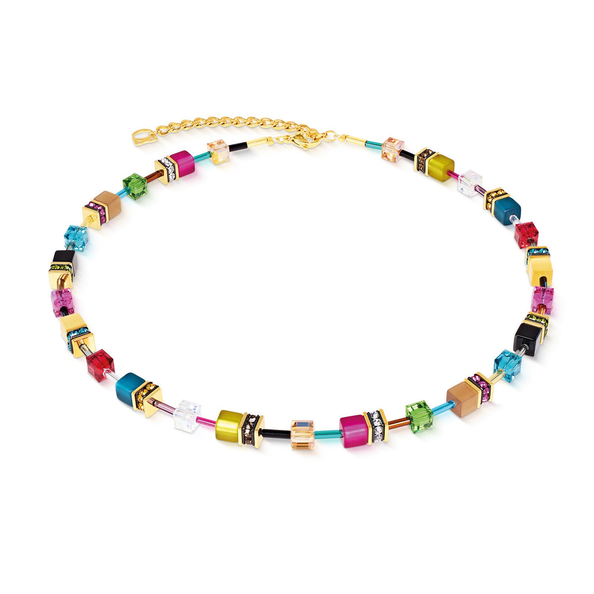 GeoCUBE Iconic Necklace Multicolor Joy Gold Colour