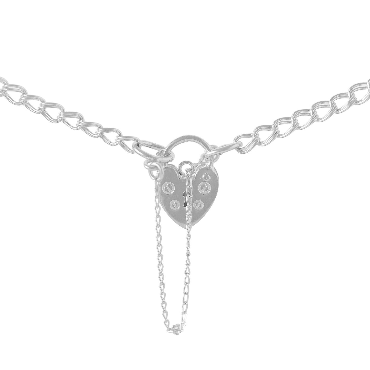 Sterling Silver Double Curb Chain Bracelet with Padlock