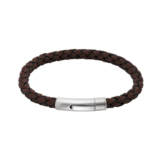 Dark Brown Plaited Soft Leather Bracelet