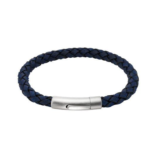 Royal Blue Plaited Soft Leather Bracelet