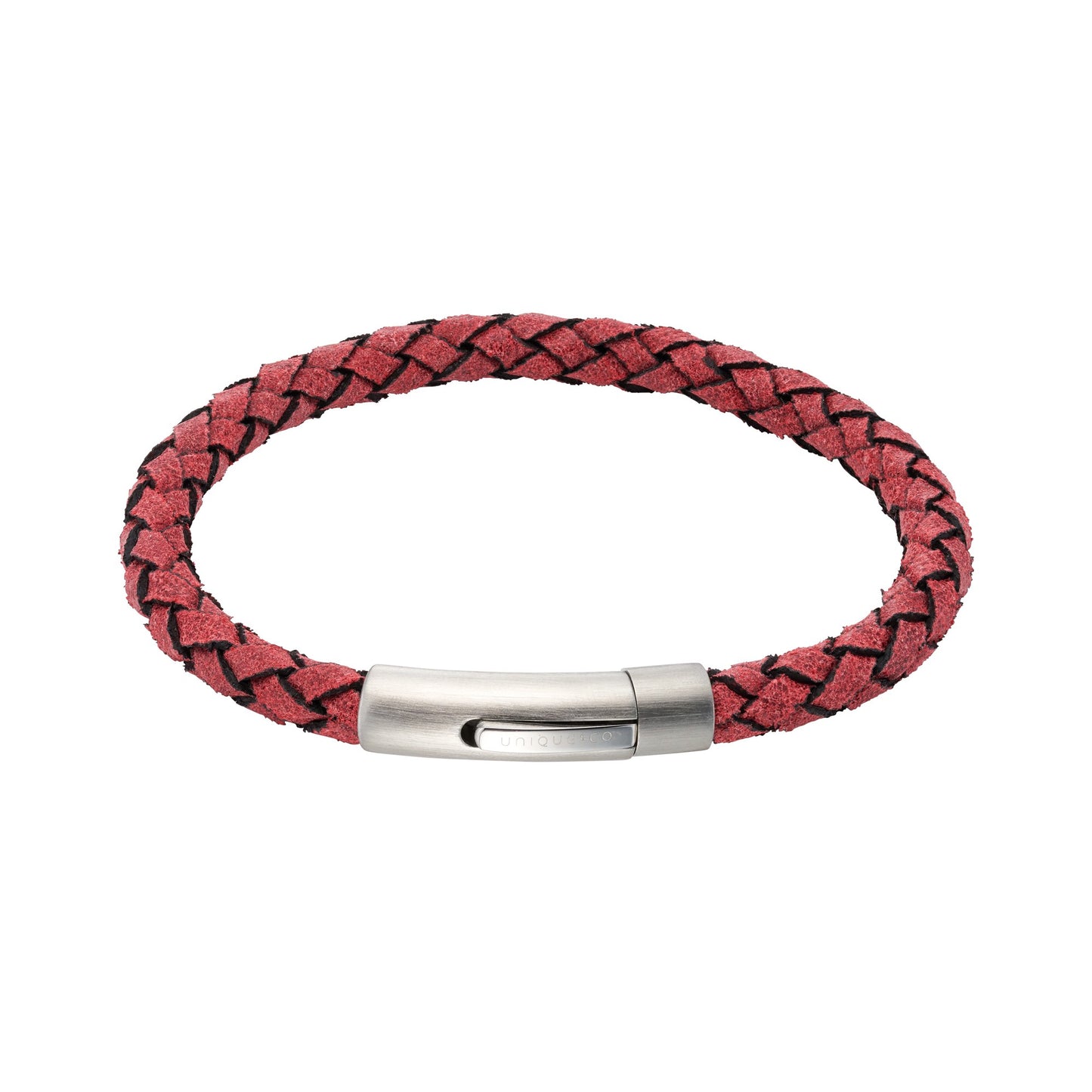 Red Plaited Soft Leather Bracelet