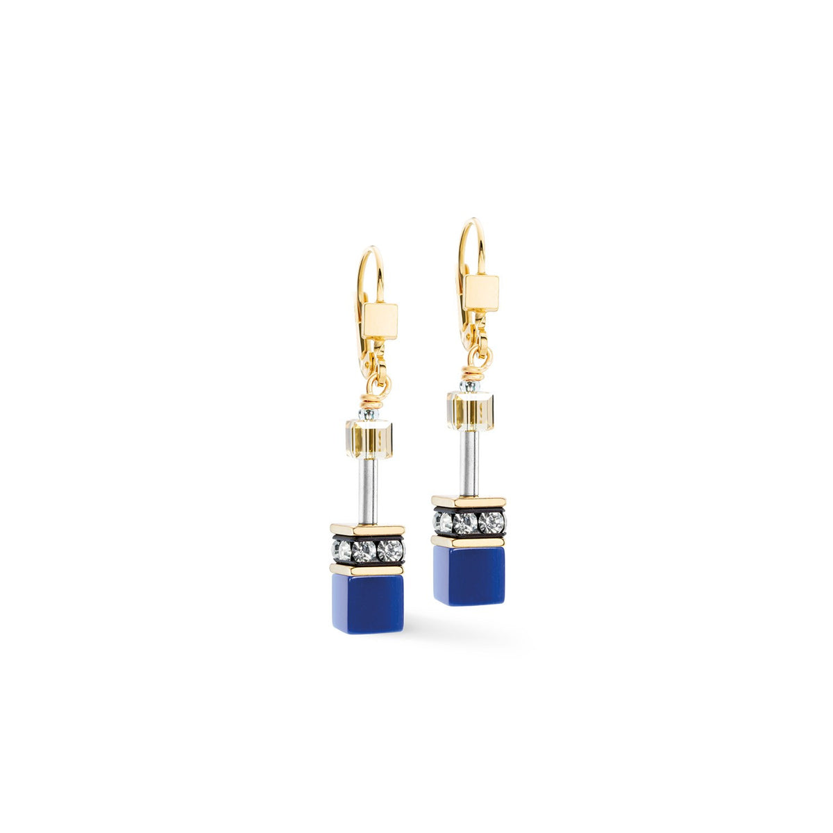 GeoCUBE Iconic Drop Earrings Azure Glow Gold