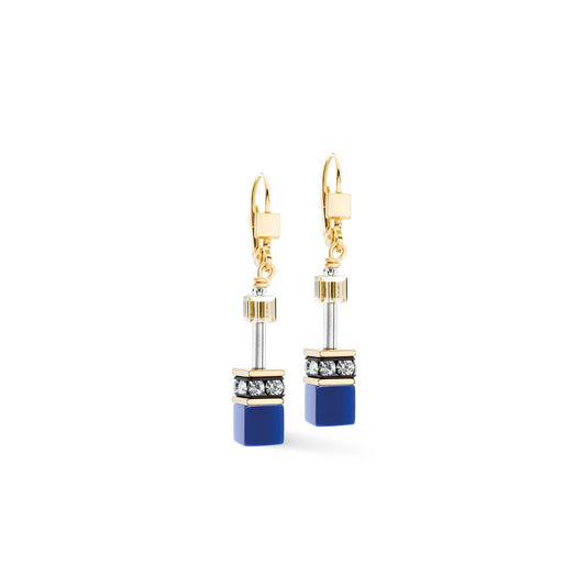 GeoCUBE Iconic Drop Earrings Azure Glow Gold