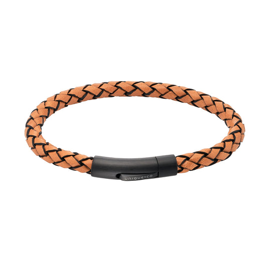 Waxy Tan Plaited Leather Bracelet