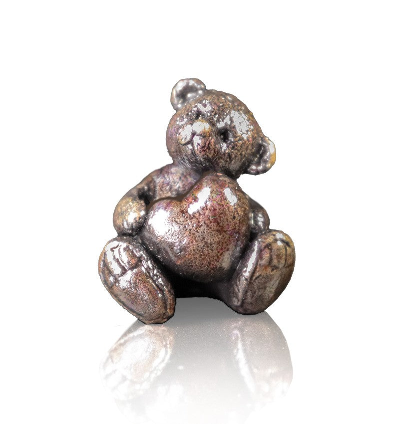 Bronze Teddy with Heart Figurine