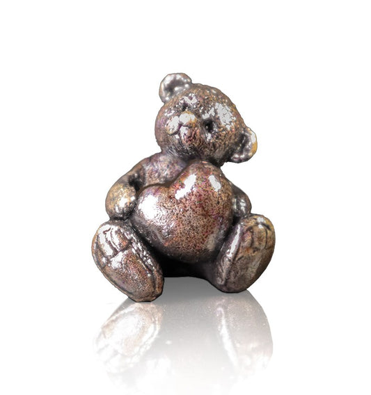 Bronze Teddy with Heart Figurine