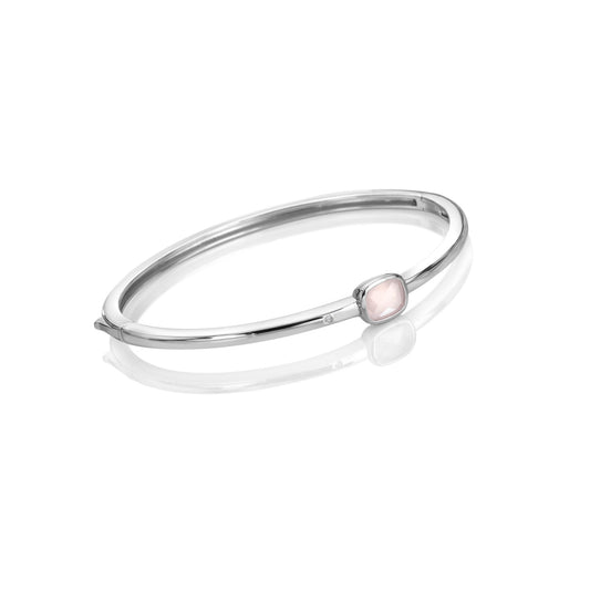 Silver Rose Quartz Bangle