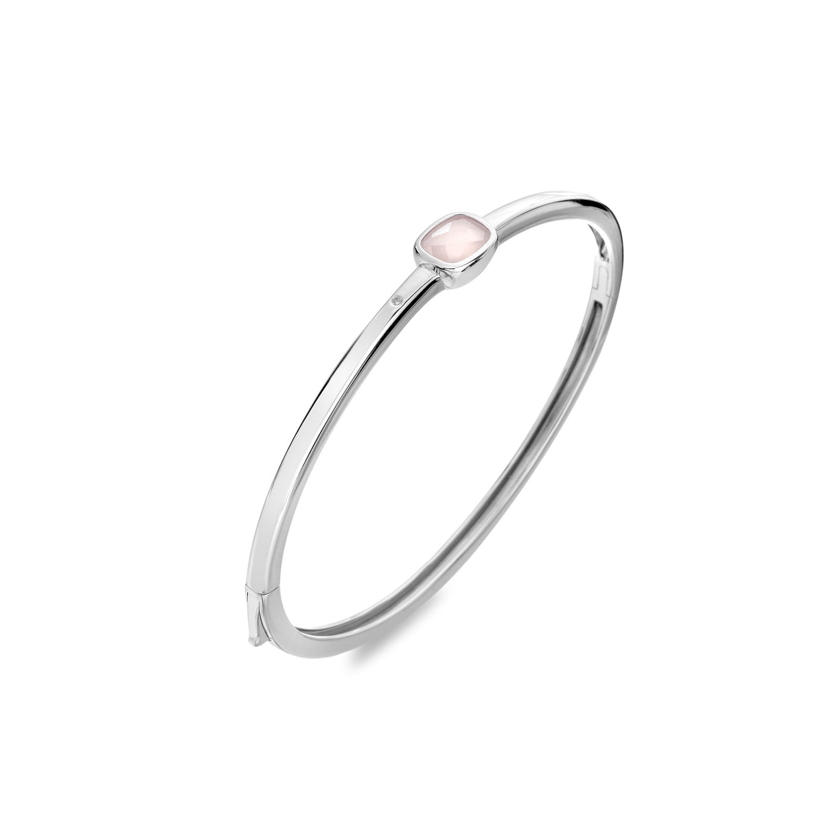Silver Rose Quartz Bangle