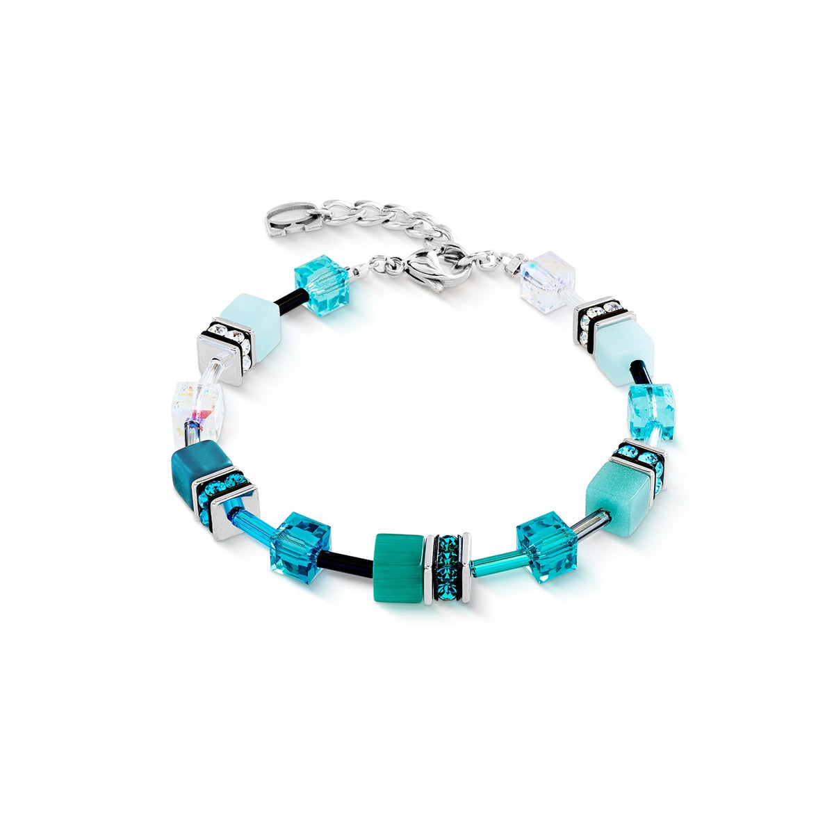 GeoCUBE® Iconic bracelet Teal silver colour