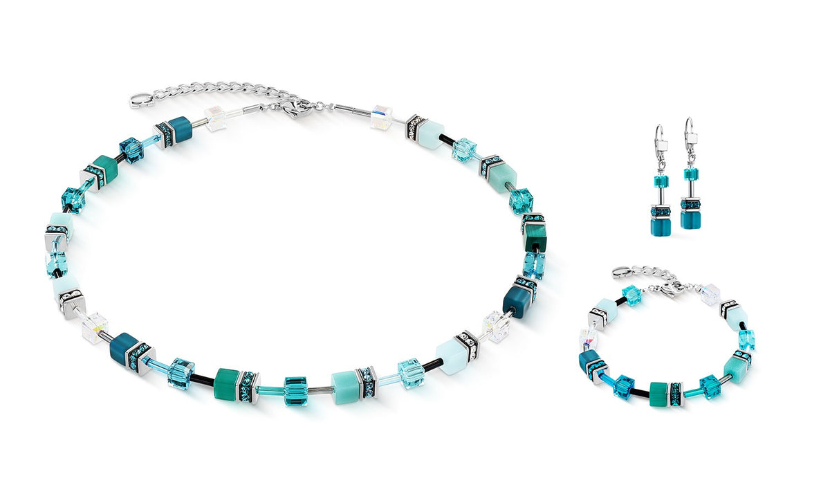 GeoCUBE® Iconic bracelet Teal silver colour