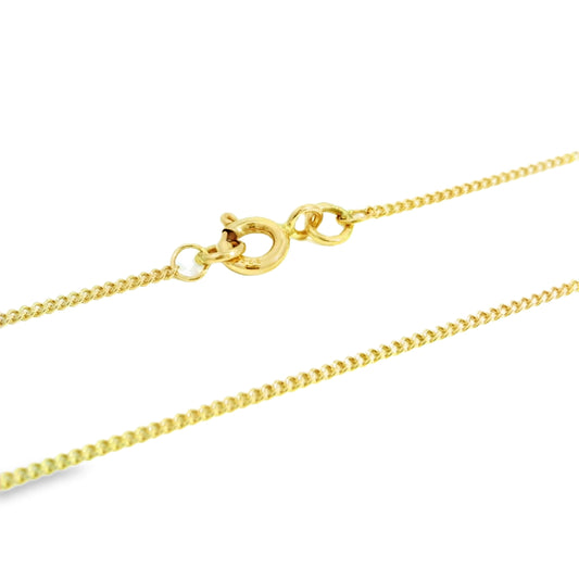 18" 9ct Yellow Gold 1.2mm Filed Curb Chain