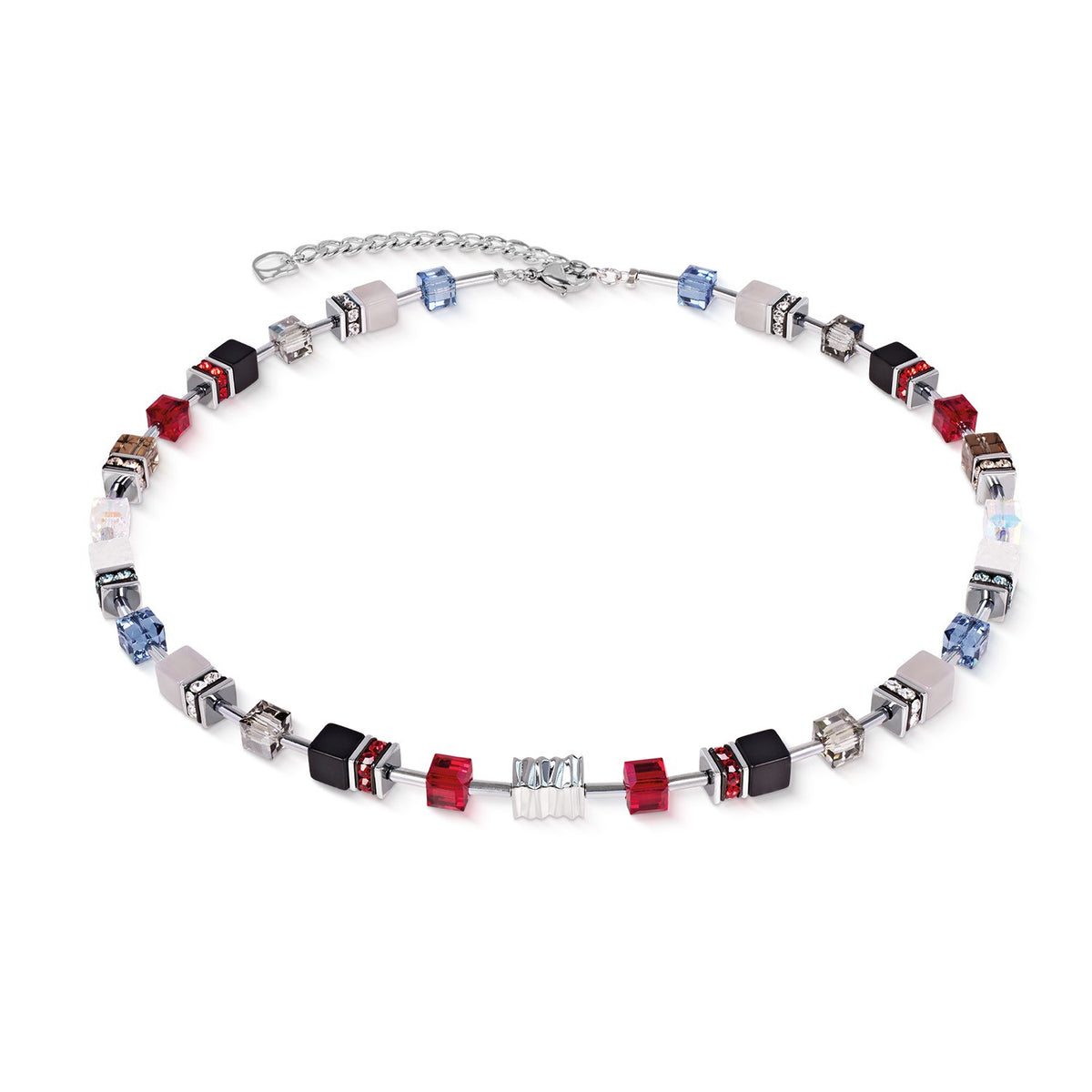 GeoCUBE Iconic Wave Necklace Urban Silver Colour