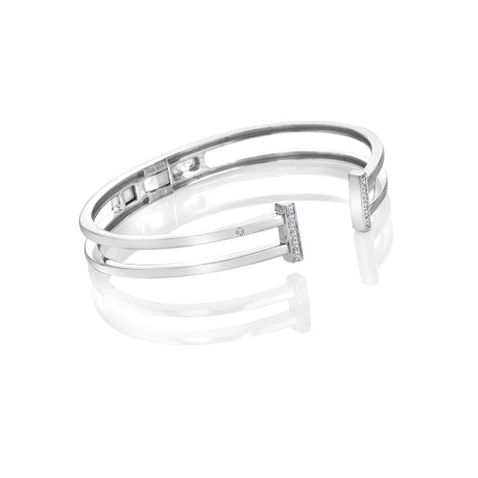 Silver Double Strand T-Bar Bangle