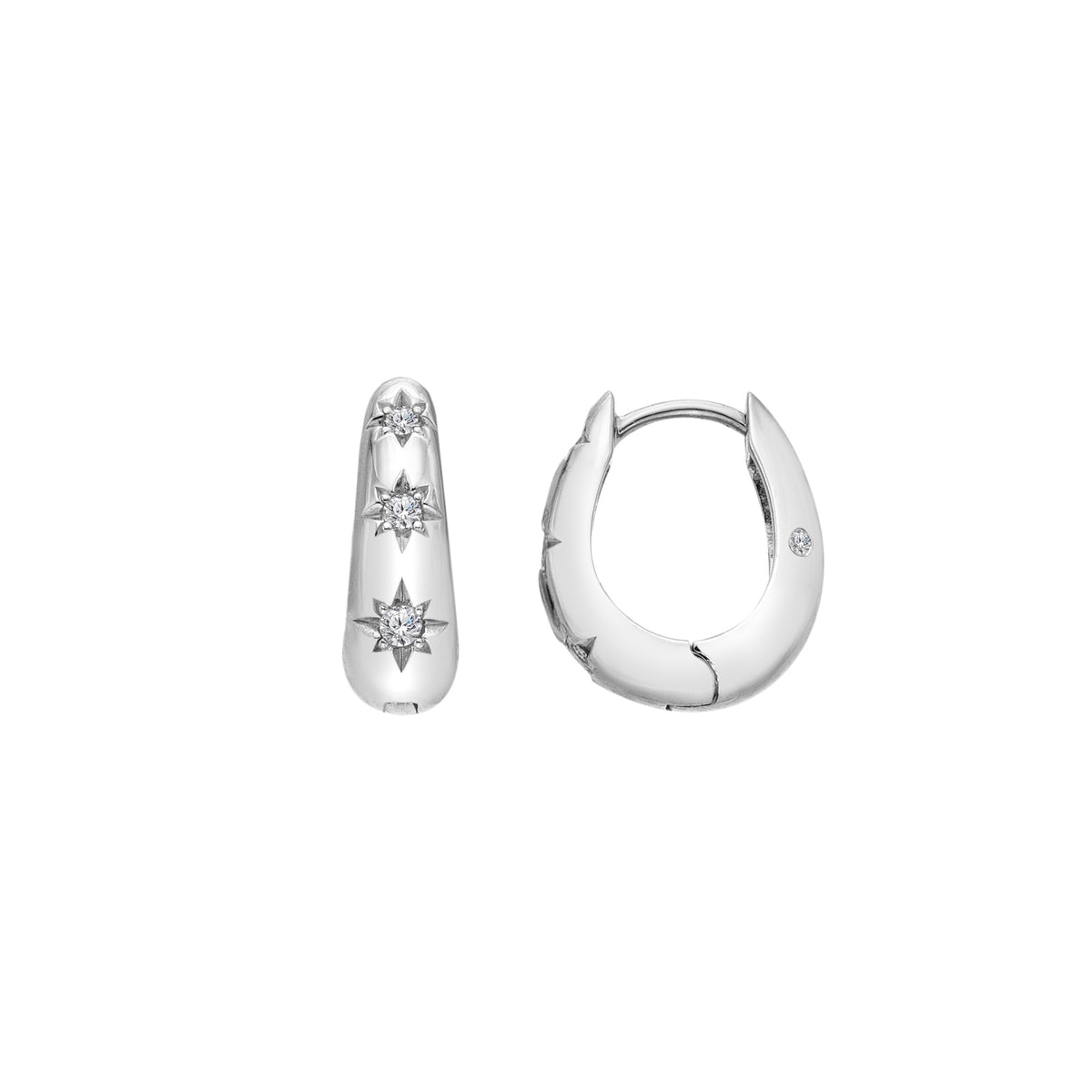 Silver White Topaz Hoops