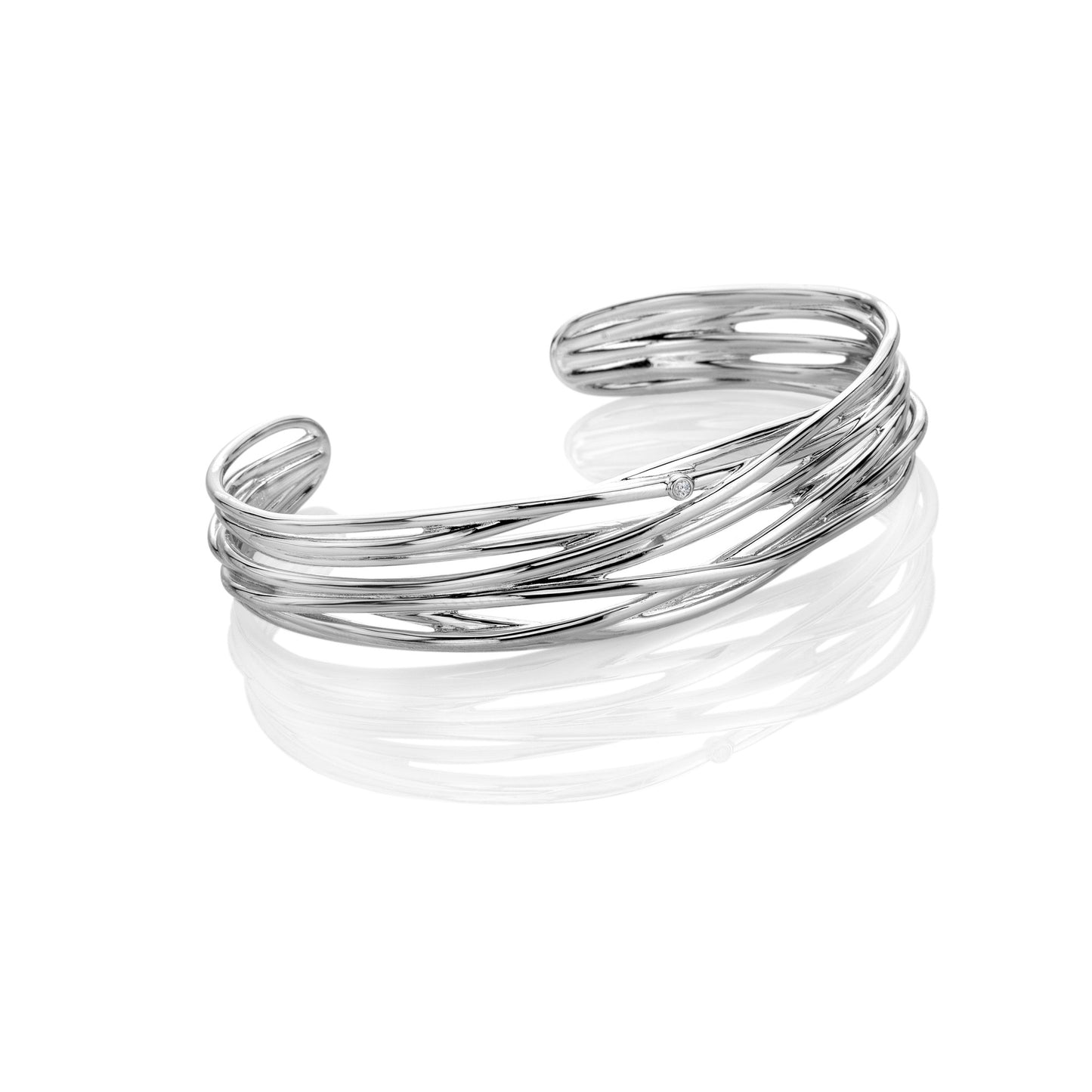 Silver Multi Strand Diamond Bangle