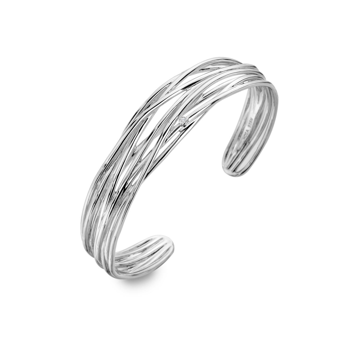 Silver Multi Strand Diamond Bangle
