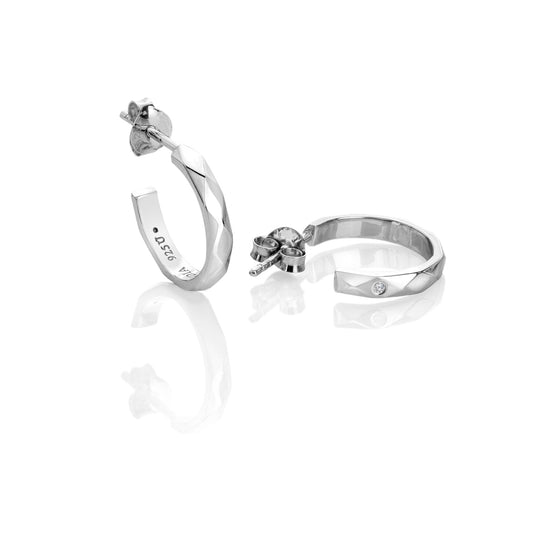 Silver Harlequin Hoop Earrings