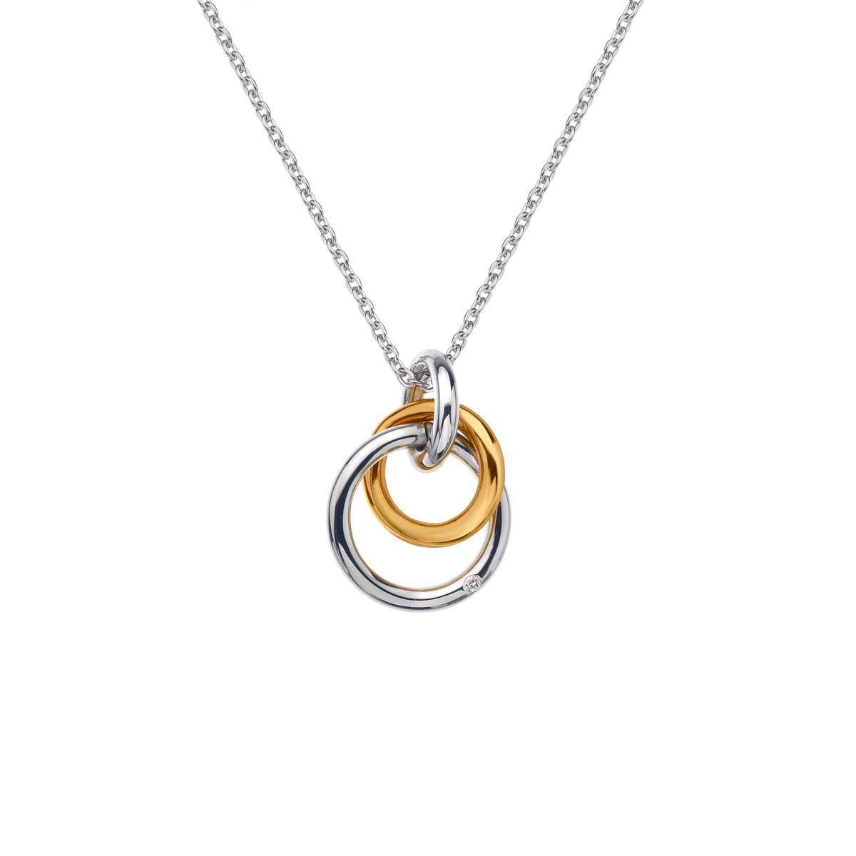 Two Tone Entwined Circle Pendant with Chain