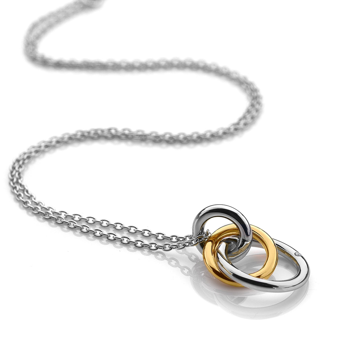 Two Tone Entwined Circle Pendant with Chain