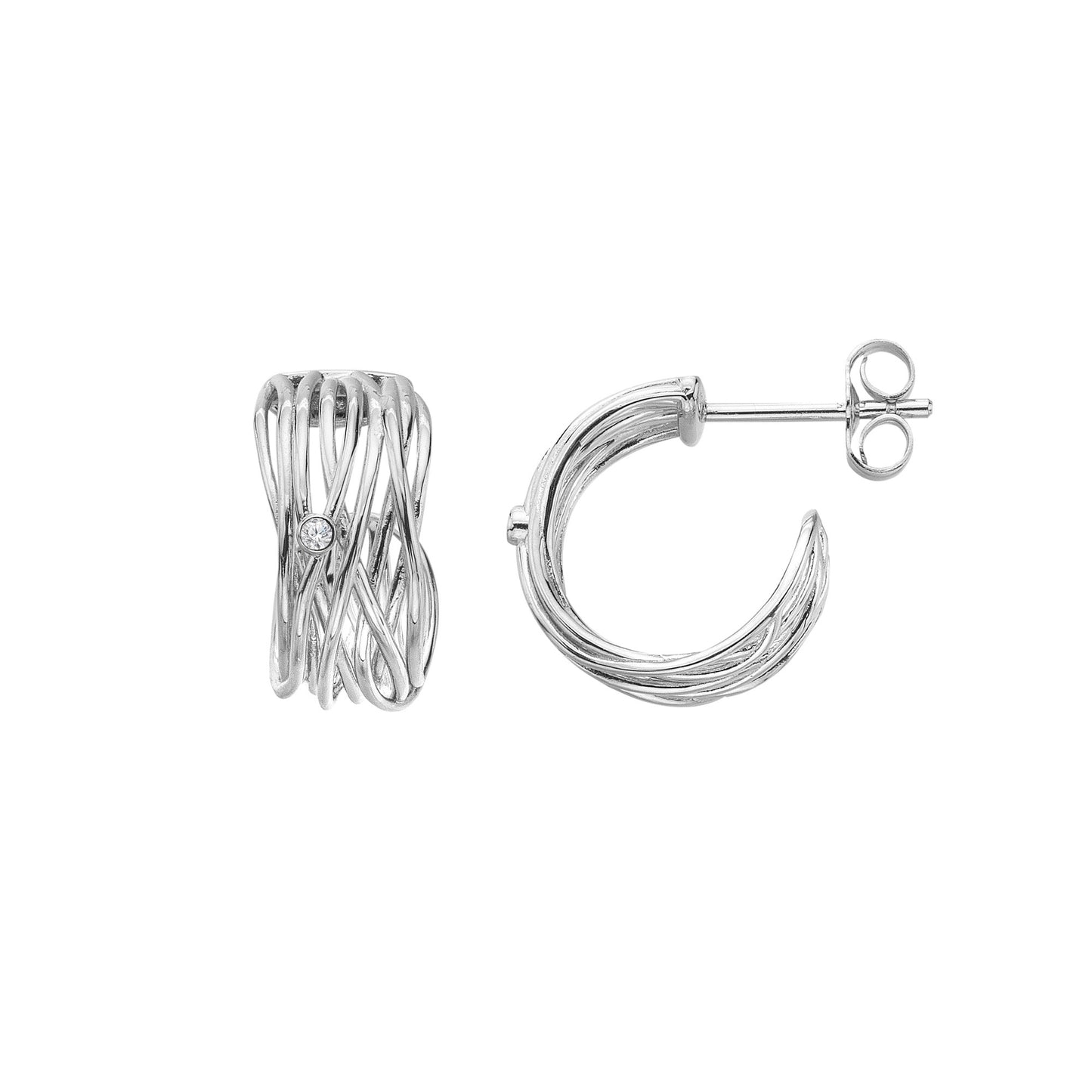 Silver Multi Strand Hoop Earrings