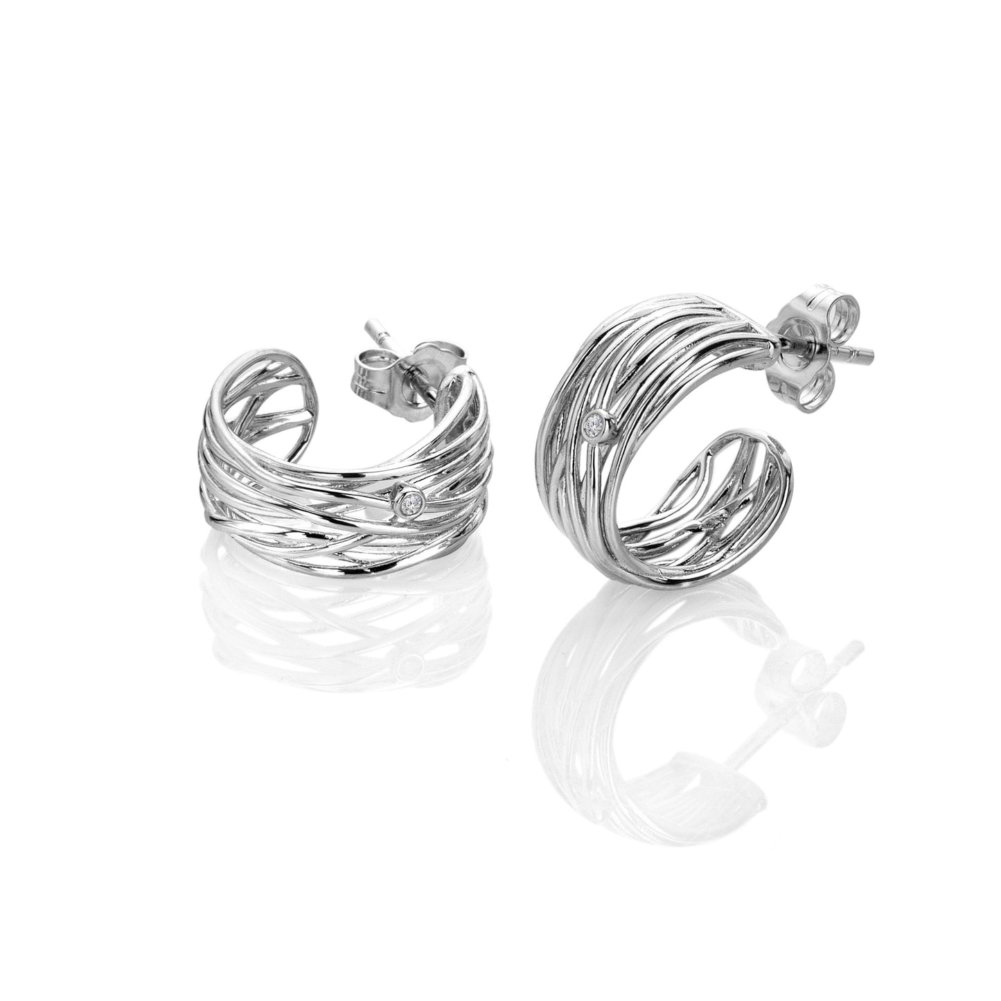 Silver Multi Strand Hoop Earrings