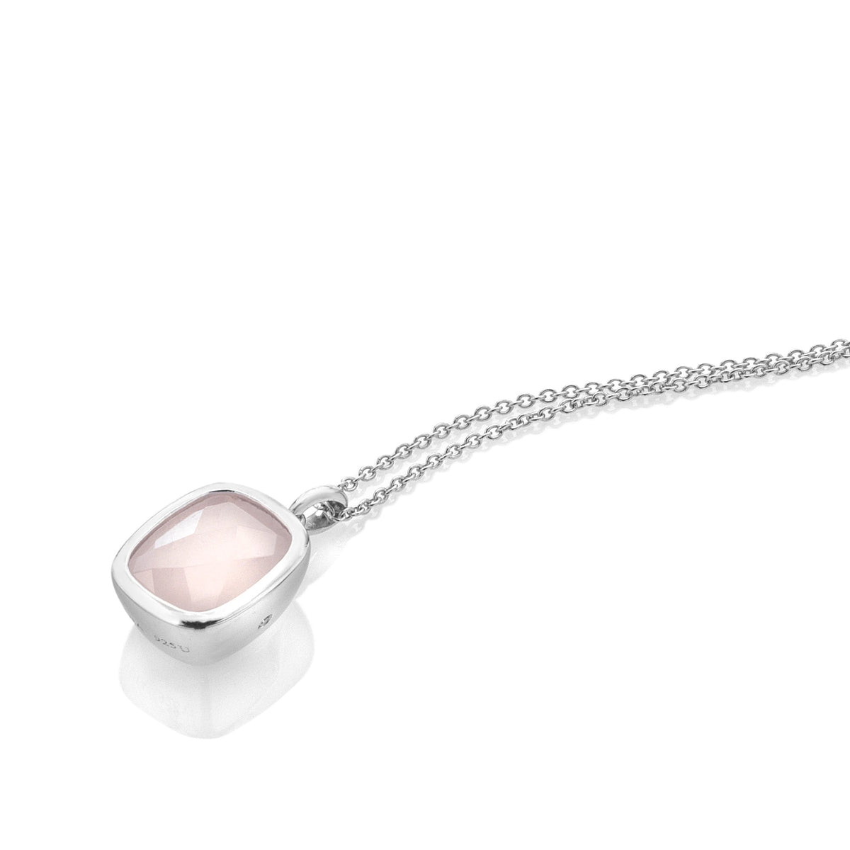 Silver Rose Quartz Pendant with Chain