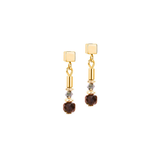 Earrings Cube Balance Golden Hazel