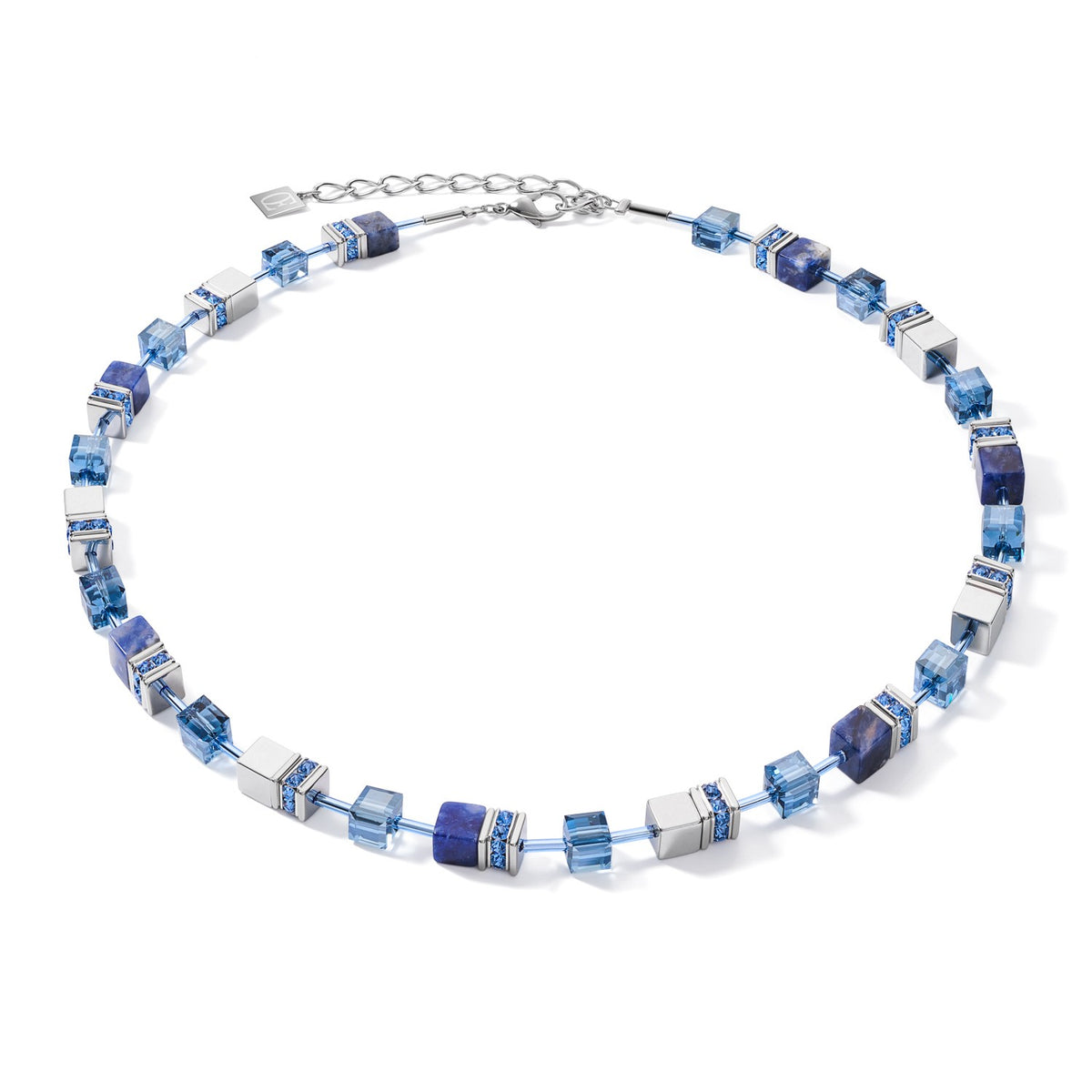 GeoCUBE Necklace sodalite & hematite blue