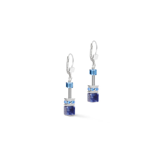 GeoCUBE Earrings sodalite & haematite blue