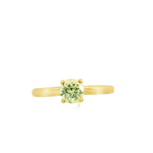 9ct Yellow Gold Four Claw Round Diamond Solitaire Ring