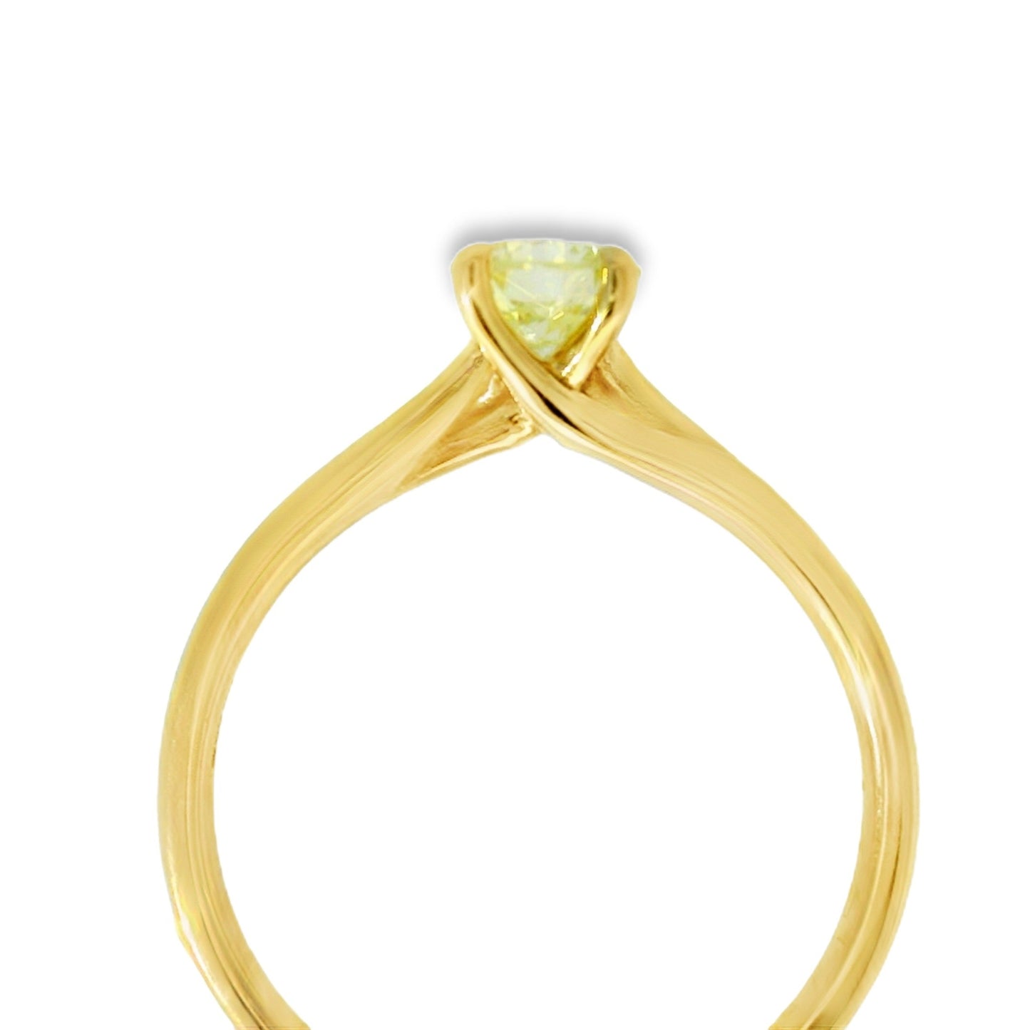 9ct Yellow Gold Four Claw Round Diamond Solitaire Engagement Ring