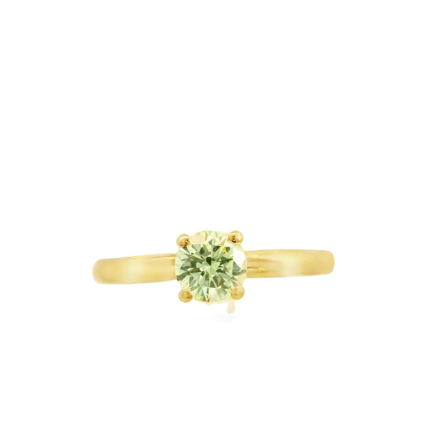 9ct Yellow Gold Four Claw Round Diamond Solitaire Engagement Ring
