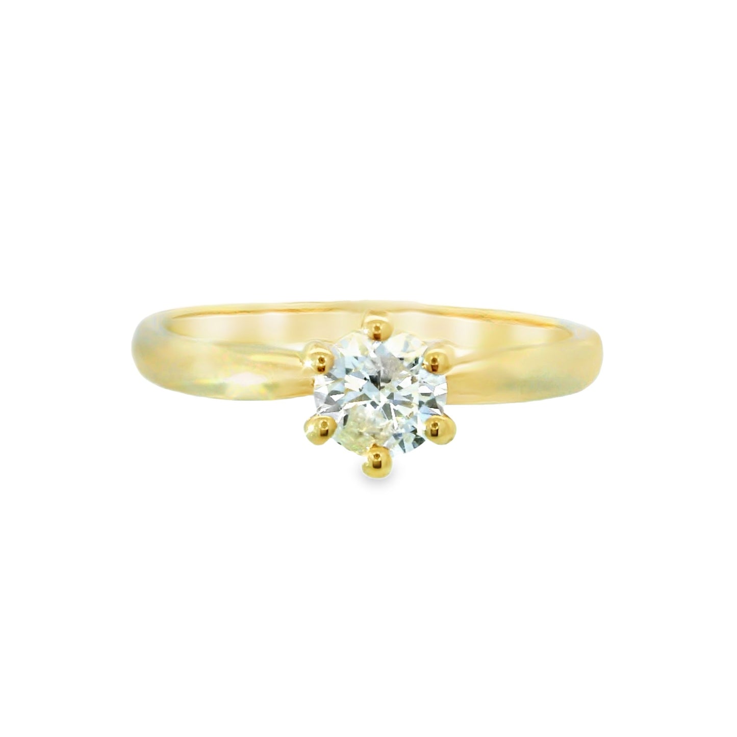 9ct Yellow Gold Twist Six Claw Diamond Solitaire Ring