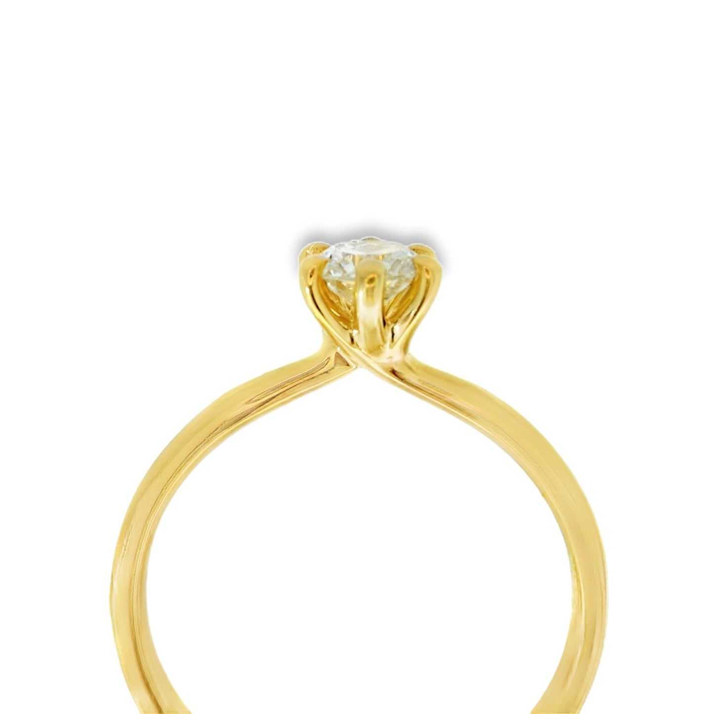 9ct Yellow Gold Twist Six Claw Diamond Solitaire Ring