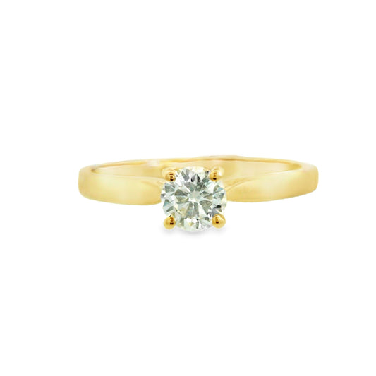 9ct Yellow Gold Classic Round Diamond Solitaire Ring