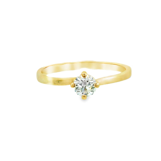 9ct Yellow Gold Round Diamond Twist Solitaire Ring