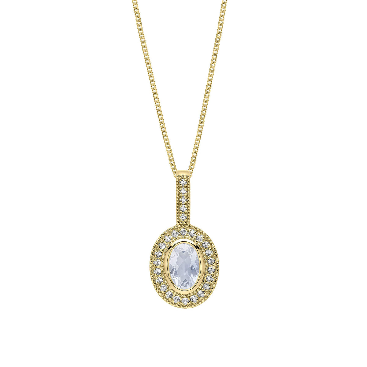 Oval Blue Moonstone and White Topaz Pendant