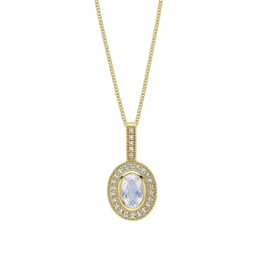 Oval Blue Moonstone and White Topaz Pendant