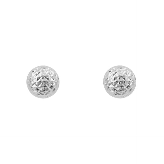 9ct White Gold Textured Ball Studs