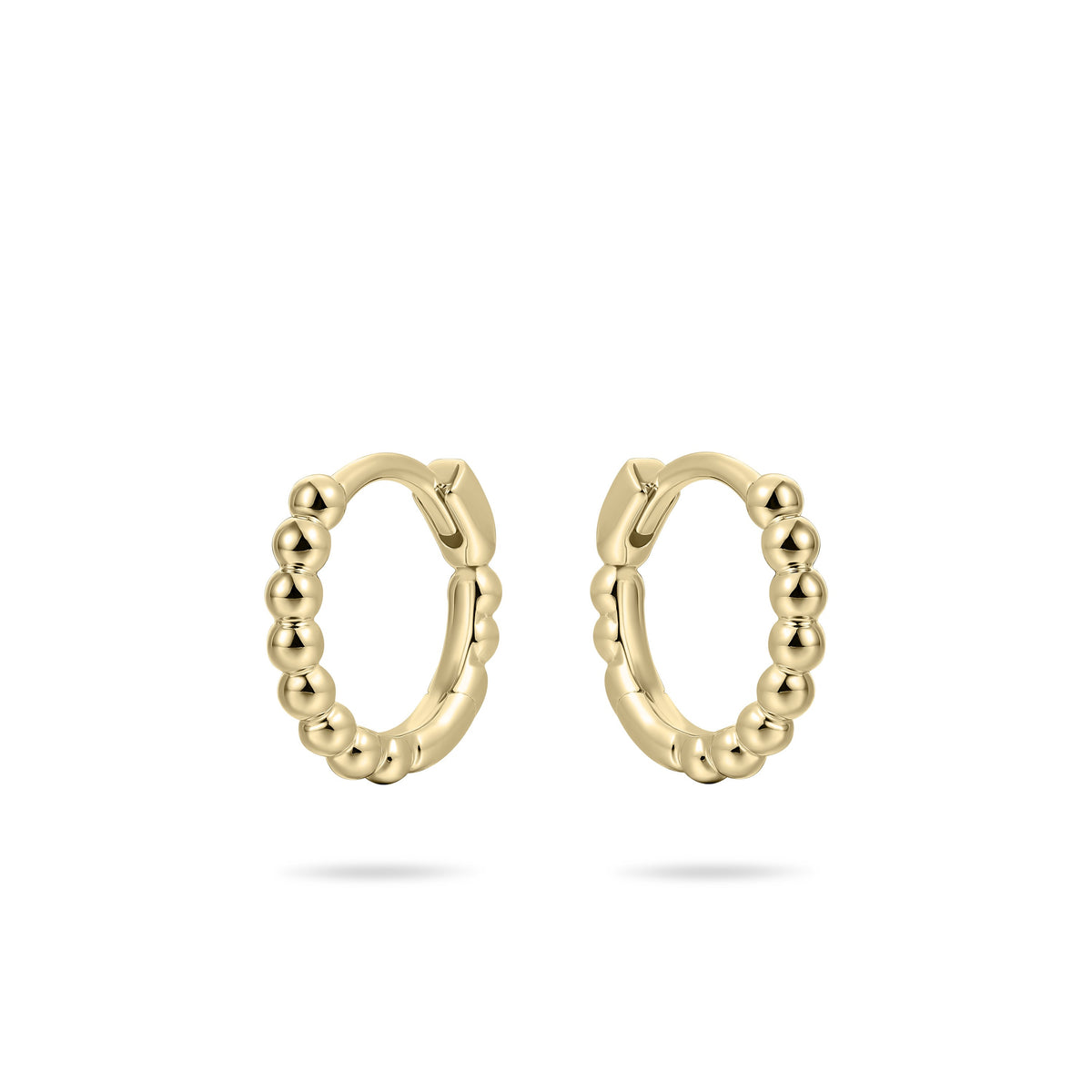Gold Plated Silver Colour Beaded Small Hoop Earrings