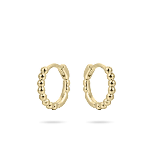 Gold Plated Silver Colour Beaded Small Hoop Earrings