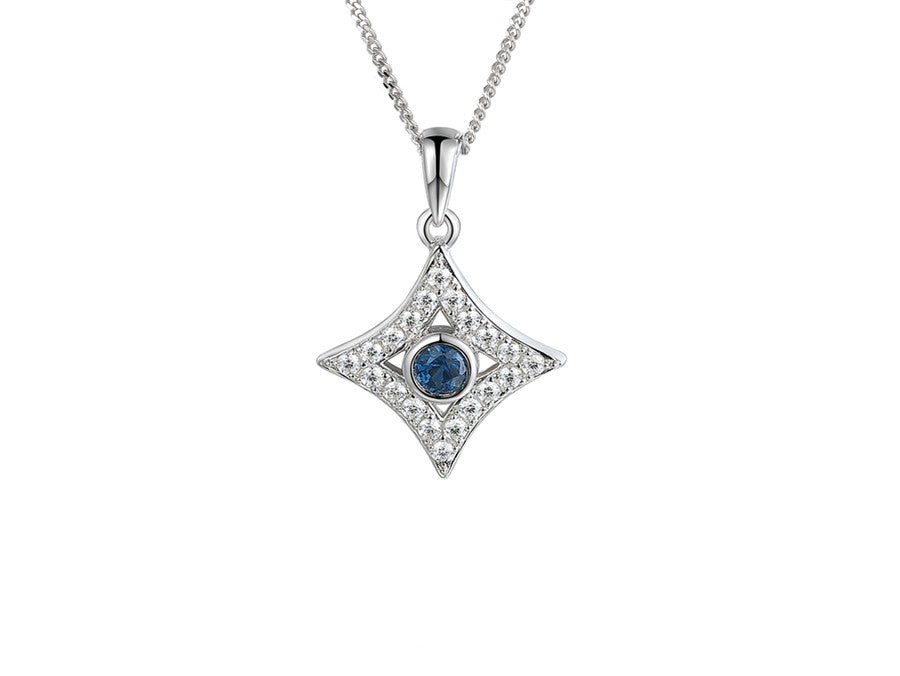 Sapphire Star Bright Pendant with Chain