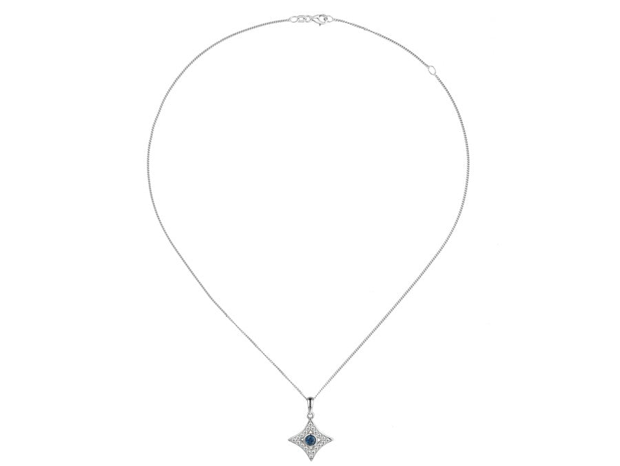 Sapphire Star Bright Pendant with Chain