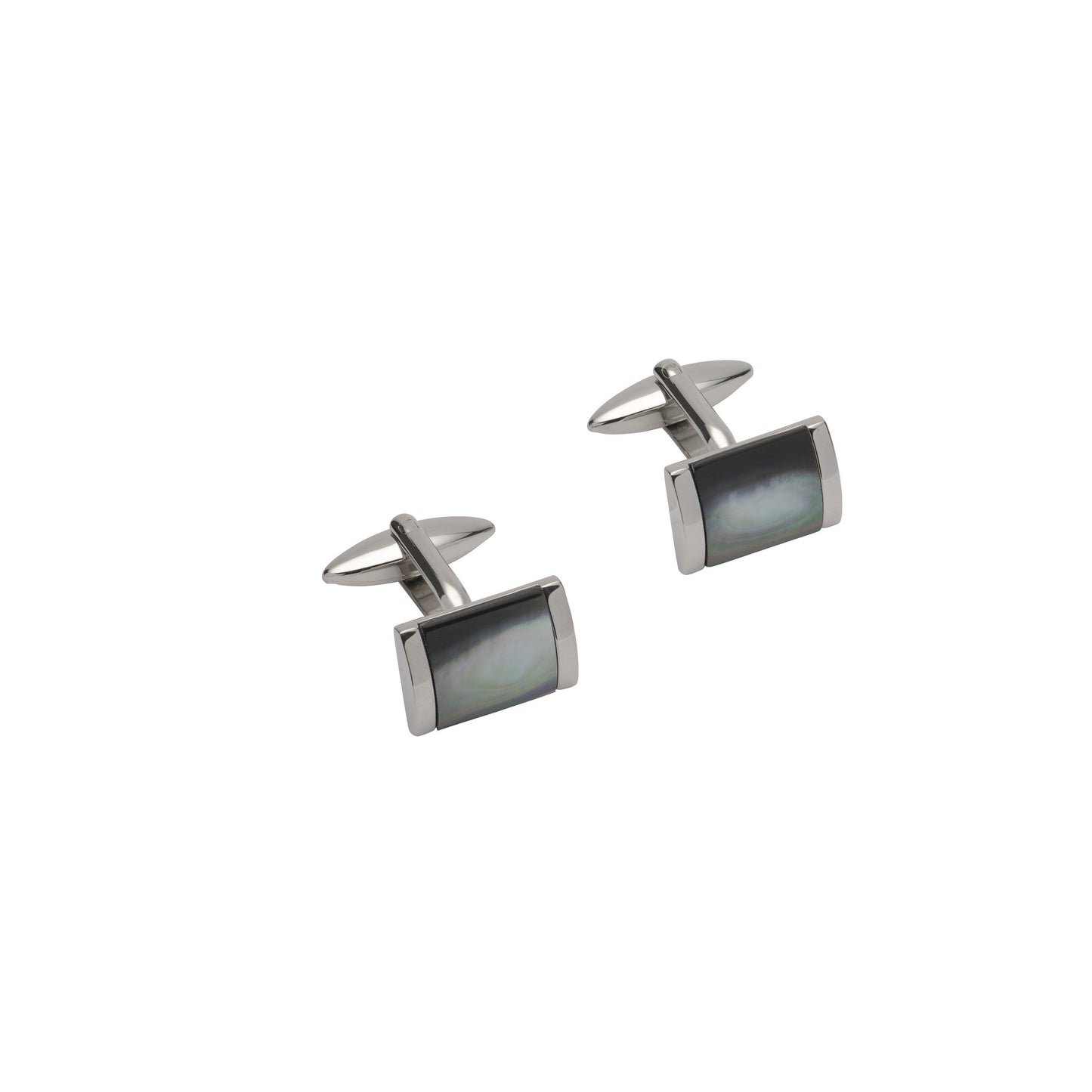 Stainless Steel Black Mother of Pearl Cufflinks