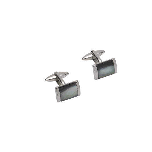 Stainless Steel Black Mother of Pearl Cufflinks